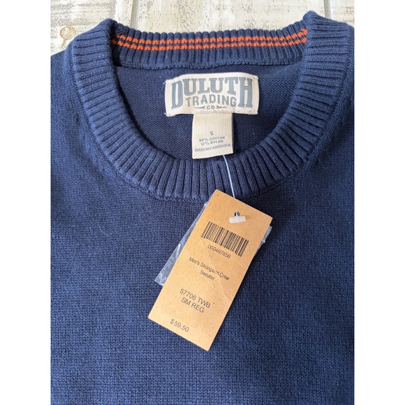 Duluth Trading Co Mens Strongbox Crewneck Sweater Size S Navy Cotton NWT - Picture 3 of 5